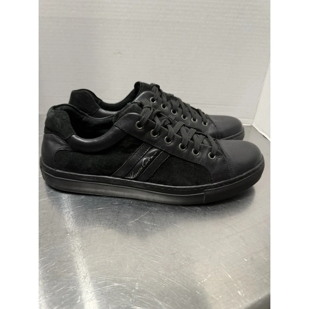 Kenneth Cole Men's Change Away Black Leather Suede Low Top Sneakers Sz 10.5M